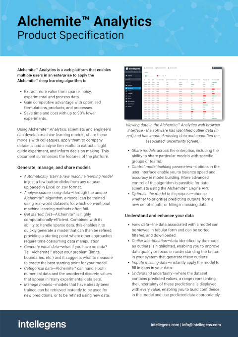 Alchemite Spec Sheet