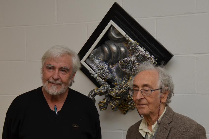 Dr Flemming, Prof Josephson, and sculpture